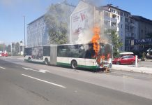 Za Bežigradom zagorel avtobus