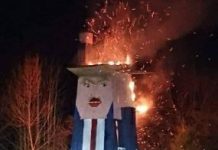 V Moravčah zgorela skulptura Donalda Trumpa