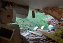 (Foto) Groza pri Ljubljani: Skala je povsem razdejala bivalni vikend