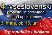 Danes bodo na Trgu republike vihrale slovenske zastave! Ob 15 uri bo že 4. shod upokojenk in upokojencev!