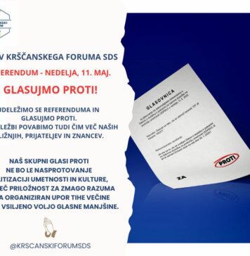 Krščanski forum SDS poziva k udeležbi na nedeljskem referendumu