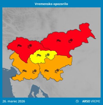 IZDANO RDEČE OPOZORILO: Izrazita hladna fronta prinaša burno vremensko dogajanje v Slovenijo