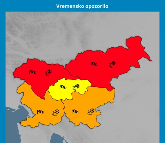 IZDANO RDEČE OPOZORILO: Izrazita hladna fronta prinaša burno vremensko dogajanje v Slovenijo